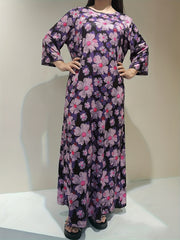 Boho Nightdress Women's Plus Floral Print Long Sleeve Round Neck Loose Sleep Dre