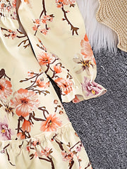 Girls' Smocked Long Sleeve Dress w/ Flower Print
