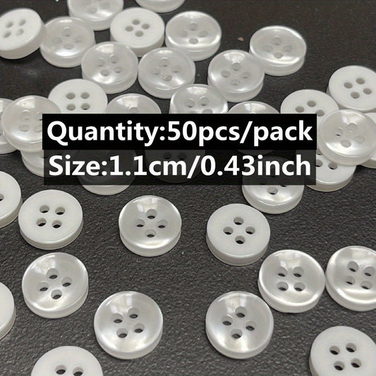 50pcs 4 Holes Shirt Buttons Apparel Sewing Accessories Size 1