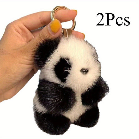 2pcs Soft Panda Plush Keychains Fans Collectible Gift