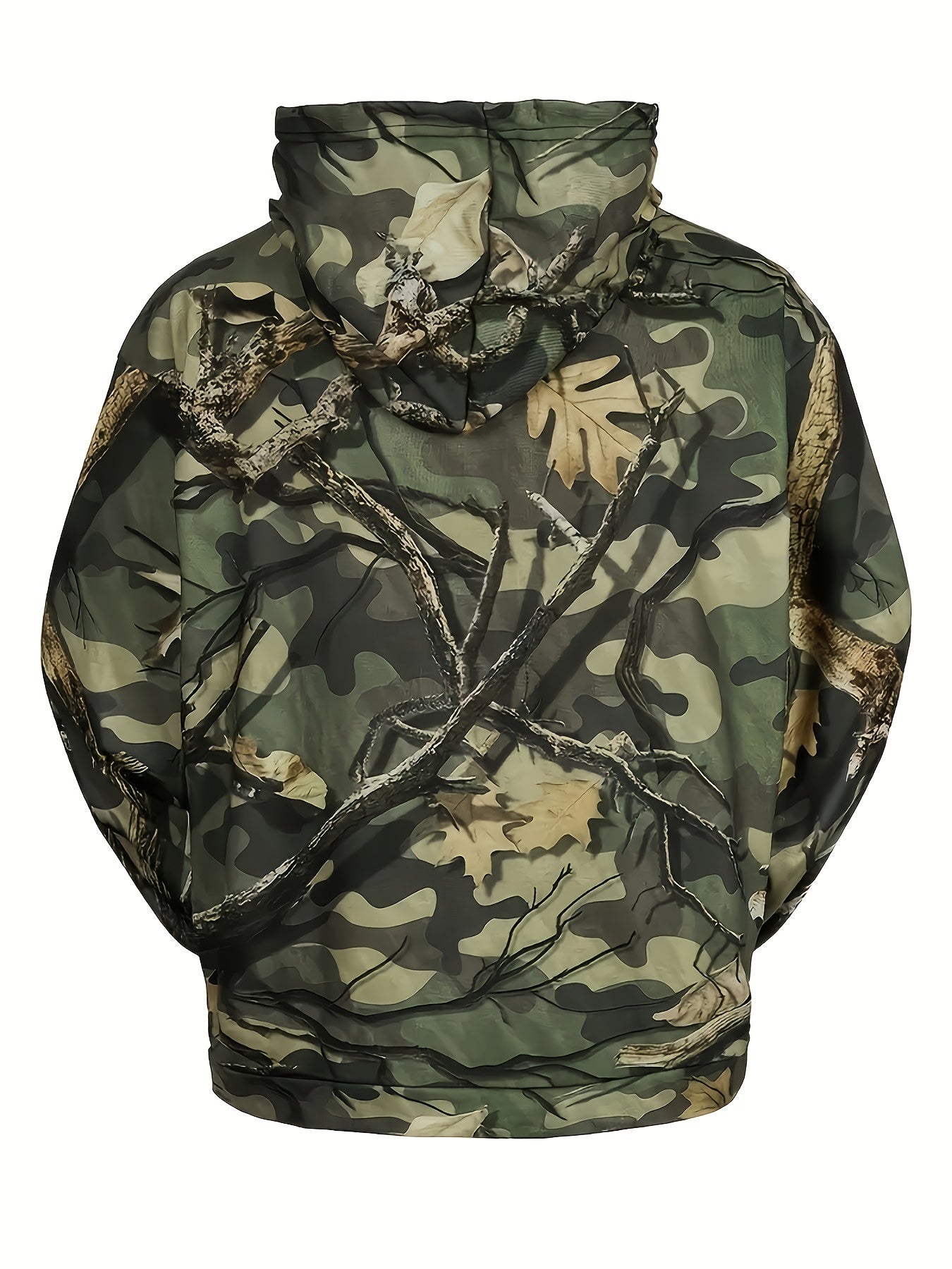 Camouflage Print Hoodie Men Graphic Sweatshirt Kangaroo Pocket Hooded Pullover