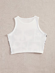 Y2K Human's Eyes Print Crop Tank Top