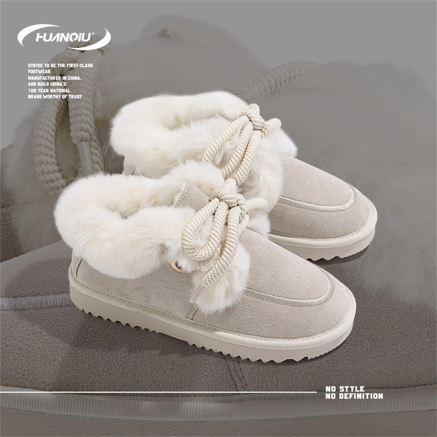 HUANQIU Women's Winter Snow Boots Fleece Lined Lace up Comfortable
