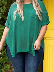  Cable Knit Short Sleeve Sweater