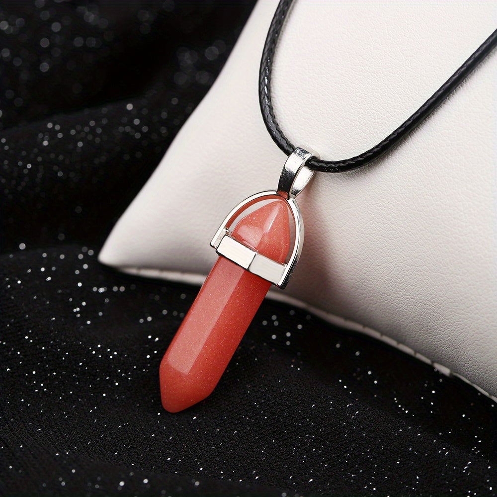 Moonstone Glow Crystal Necklace - Aqua Glowing Glass Crystal Point