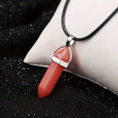 Moonstone Glow Crystal Necklace - Aqua Glowing Glass Crystal Point