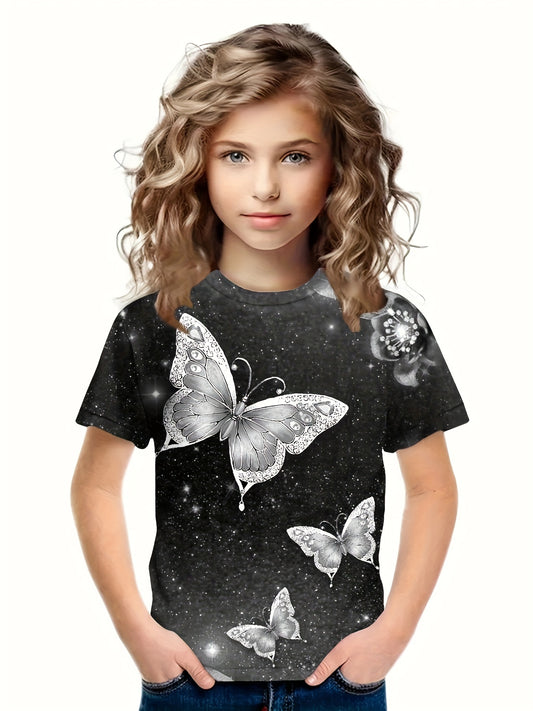 Dreamy Butterfly Pattern Short Sleeve T-shirt