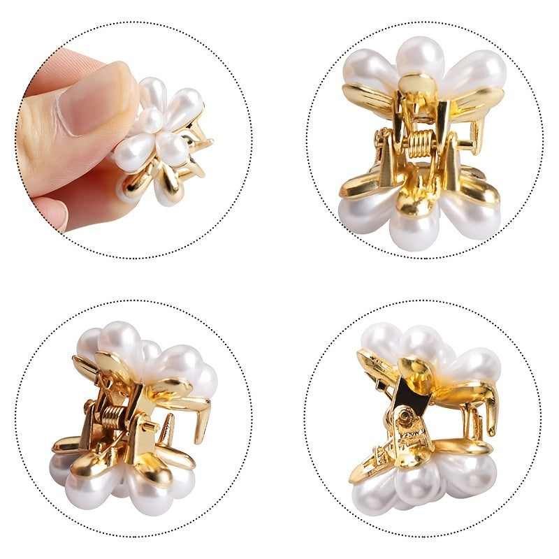 10pcs Mini Faux Pearl Hair Clips Flower Hair Claw Clip Wedding Accessories