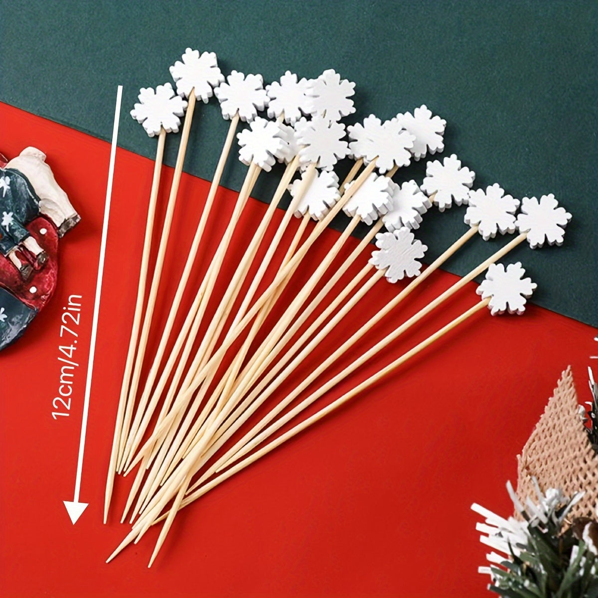 50pcs Mixed Snowflake Wooden Fruit Skewers Christmas Birthday Wedding Bar Bat Mi