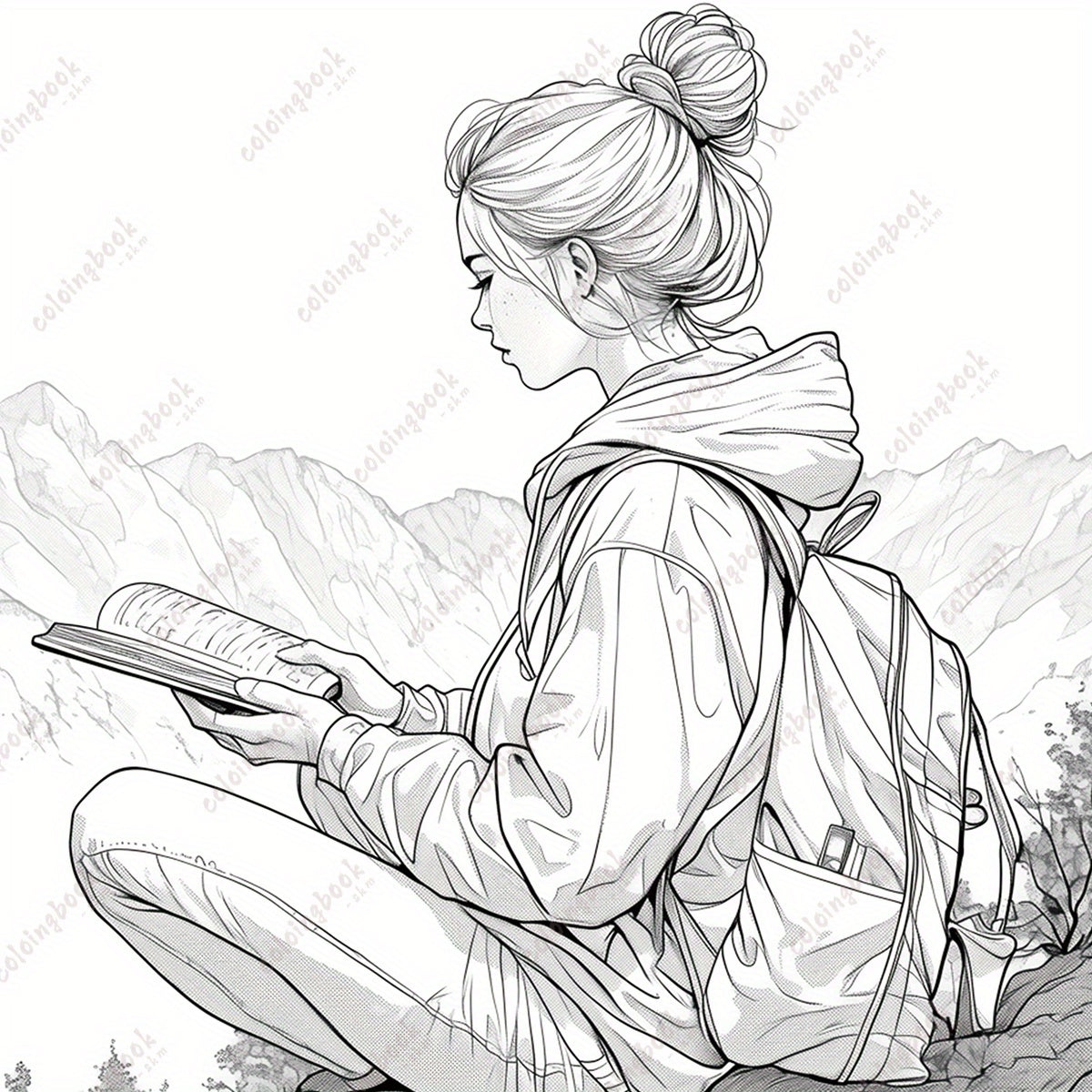 Mindfulness Painting Coloring Book with Story Props for Adults