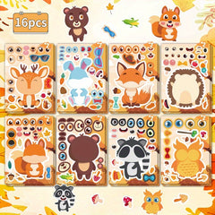 Animal Adhesive Decals - 8/16 Pack - Bunny, Owl, Hedgehog, Elk, Squirrel