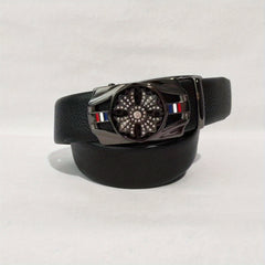 Men's Rhinestone Leather Belt with Automatic Buckle