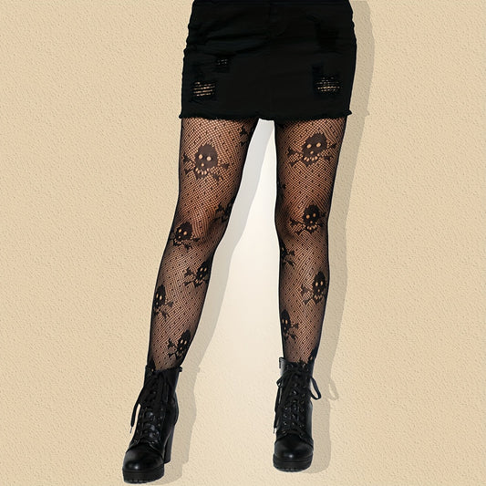 2 Pairs Plus Size Gothic Stockings Set Skull & Snake Pattern Tights