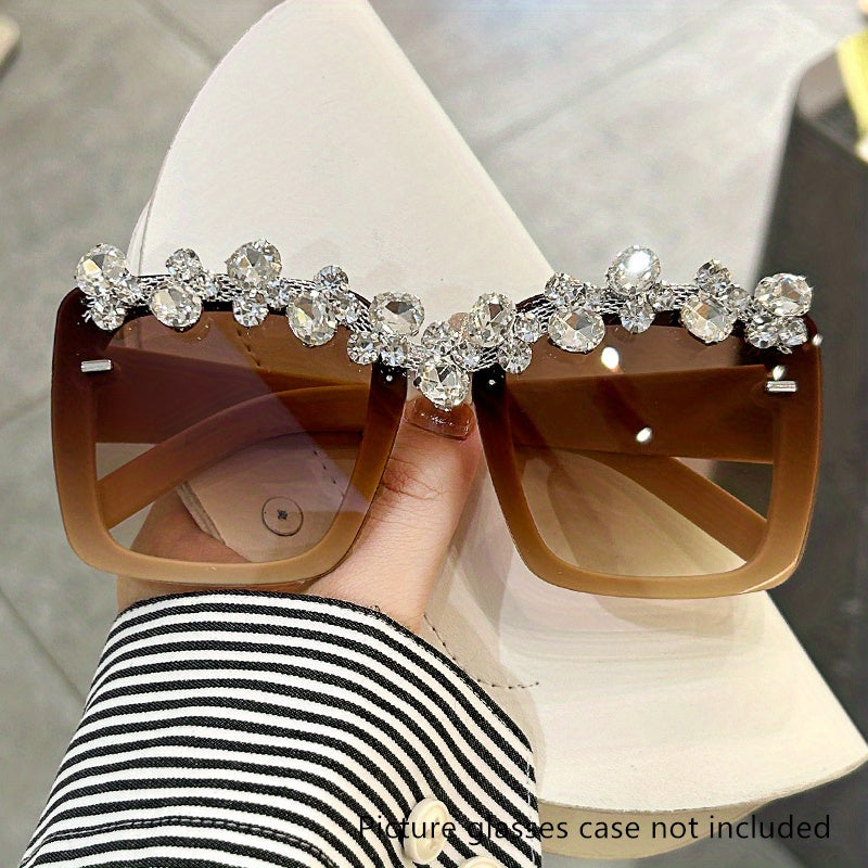 Y2K Square Sunglasses Rhinestone Costume Party Glasses UV400