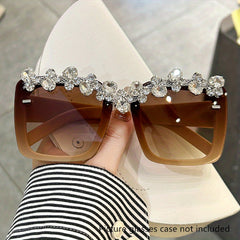 Y2K Square Sunglasses Rhinestone Costume Party Glasses UV400