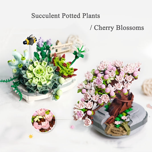 DIY 3D Model Home Decoration Mini Bonsai Building Blocks Flower Succulent