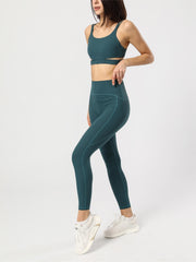 Ribbed Cut Out Sports Bra Round Neck Fitness Bra
