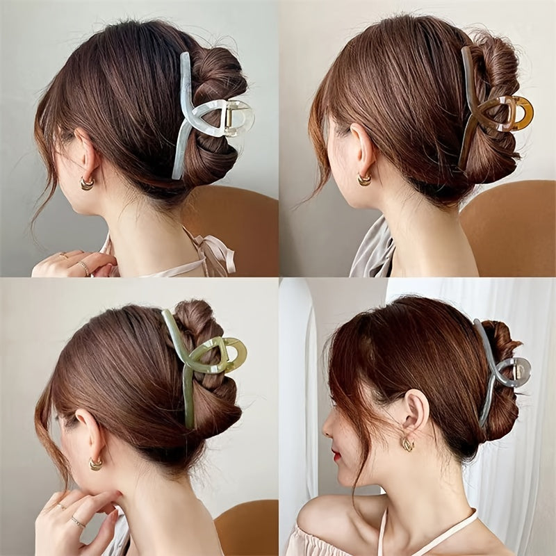 4pcs Transparent Hair Grab Clip Large Solid Hairpin Strong Hold