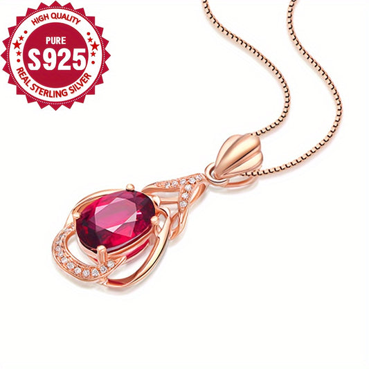 925 Sterling Silver Water Drop Pendant Necklace with Gemstone