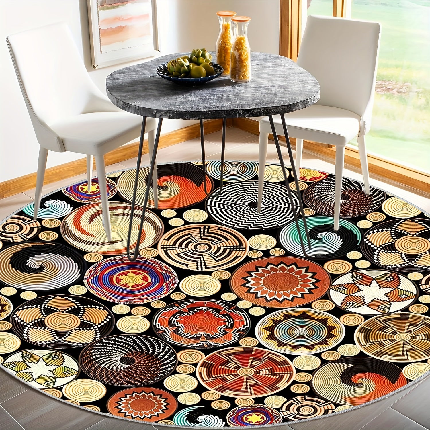 Abstract Modern Round Rug For Living Room Bedroom Kitchen