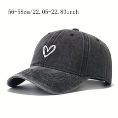 Vintage Baseball Cap Heart Embroidered Dad Hat Adjustable Sun Hats