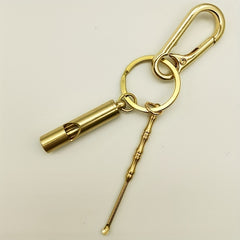 Copper Alloy Whistle Ear digging Spoon Keychain Outdoor Gift