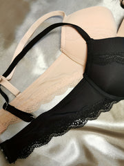 2pcs Lace Push Up Bras Comfy & Scallop Trim Intimates Bra Women's Lingerie