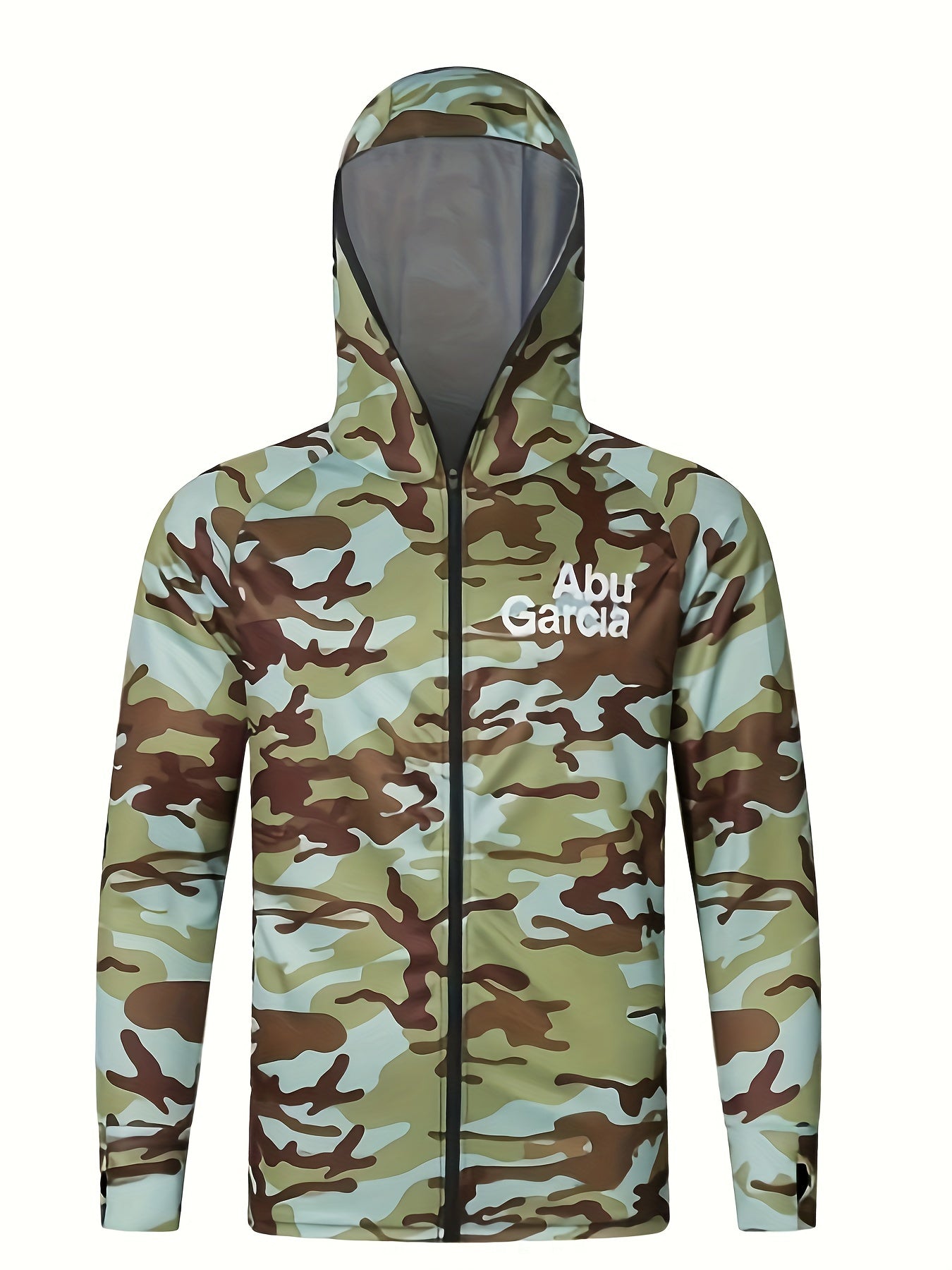 Men's Camo UPF 50 Sun Protection Hooded Jacket Quick Dry Rash Guard