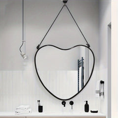 Shape Wall Mirror Framed Beauty Mirror With Hanging Rope