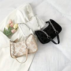 Flower Pattern Canvas Shoulder Bag Women's Crossbody Bag