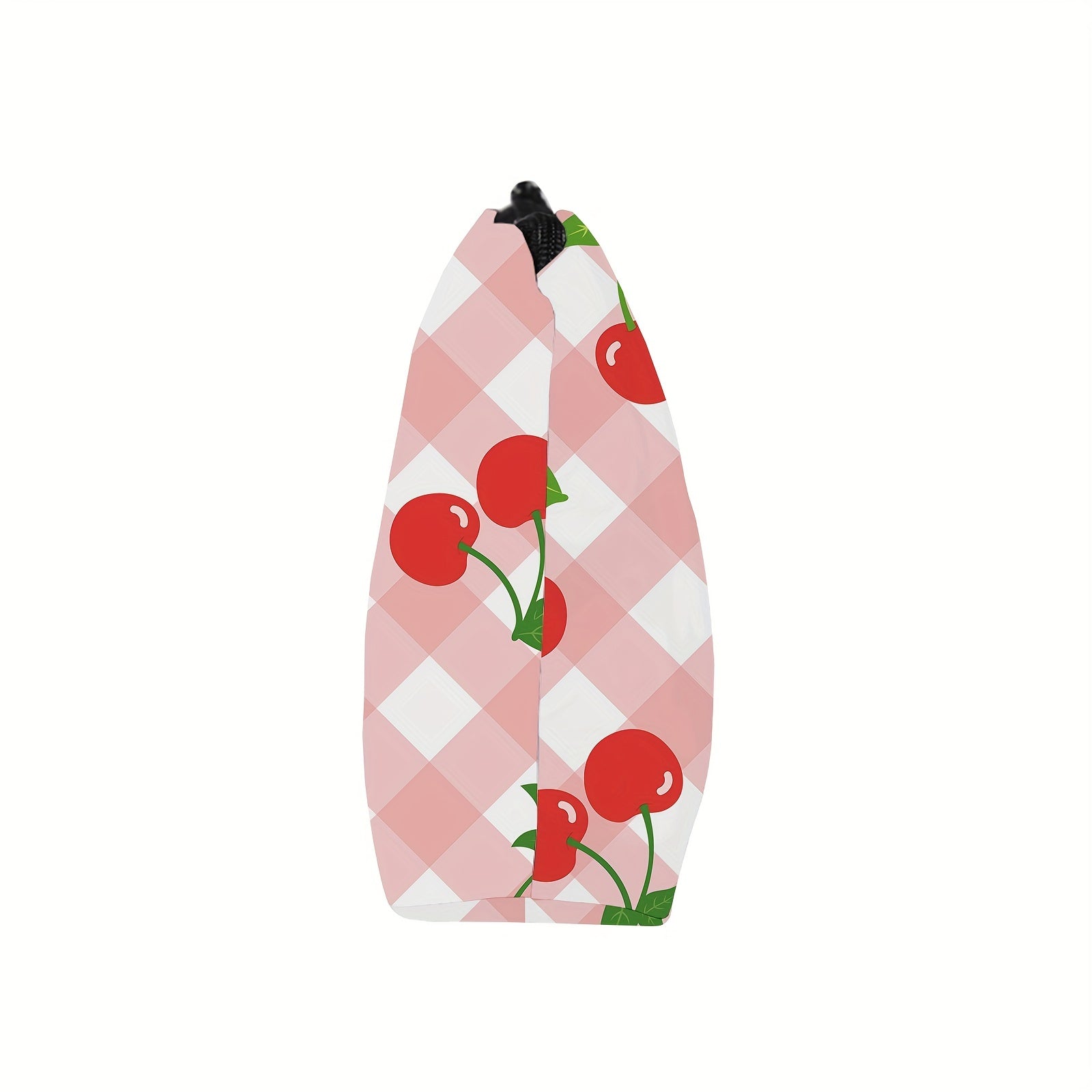 Plaid & Cherry Print Cosmetic Bag For Women Waterproof Purse Makeup Bag
