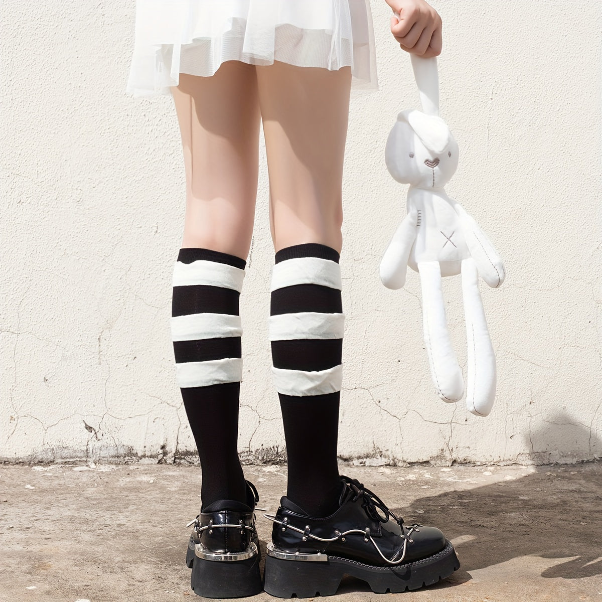 Colorblock Striped Calf Socks Knee High Stockings & Hosiery