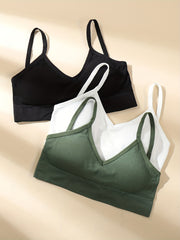 3pcs Ribbed Sports Bras Comfy Running Workout Bras Women's Lingerie