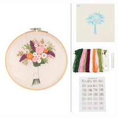 Flower Pattern Embroidery Kit for Beginners with Instructions