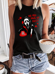 Halloween Cartoon Print Tank Top Sleeveless Crew Neck Summer Top