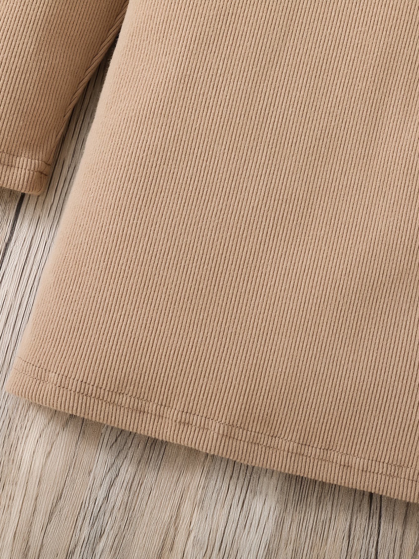 Girls Long Sleeve Stretch Khaki Dress