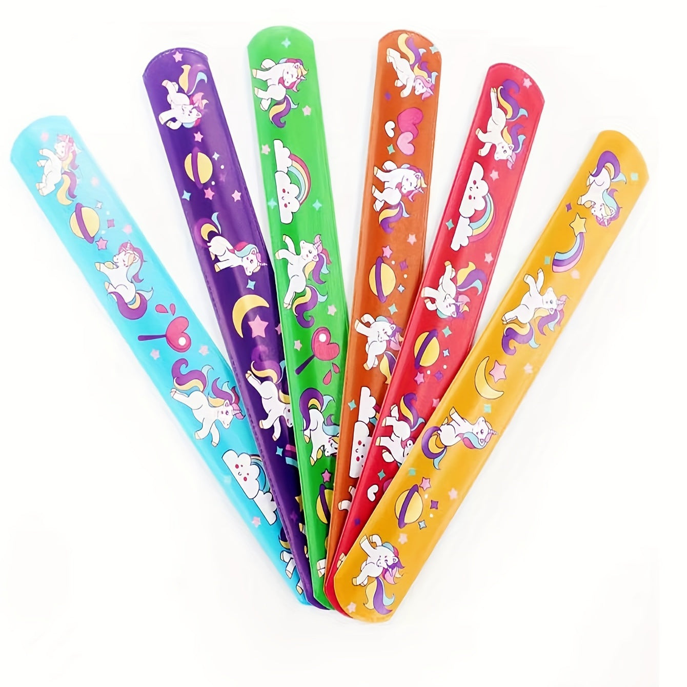 12pcs Unicorn Slap Bracelets Cartoon Pop Circle Kid Toys Bracelets Party Decor