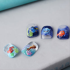 5D Shark Nail Stickers Marine Animals Art Decoration Nails Manicure Decor