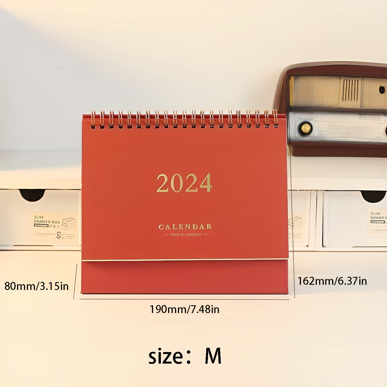 Red Bronzing Desk Calendar Small Fresh Desktop Swing Calendar Book