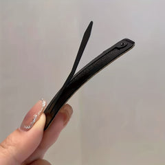 9pcs Solid Hair Clip PU Leather Snap Clip Headwear Accessories