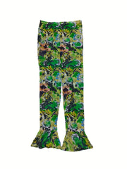 Women's Plus Floral Print Long Sleeve Top & Flared Leg Pants Set