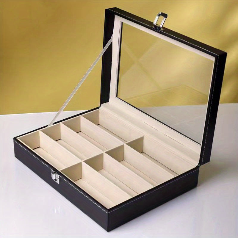 8 Slots Sunglasses Organizer PU Leather Eyewear Display Case