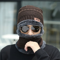 Thick Knit Woolen Beanie Hat & Scarf Set for Winter