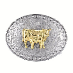 Men's Carved Retro Button Western Cowboy Belt Buckle