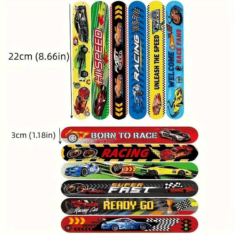 12pcs Racing Slap Bracelets for Racing Party Favors