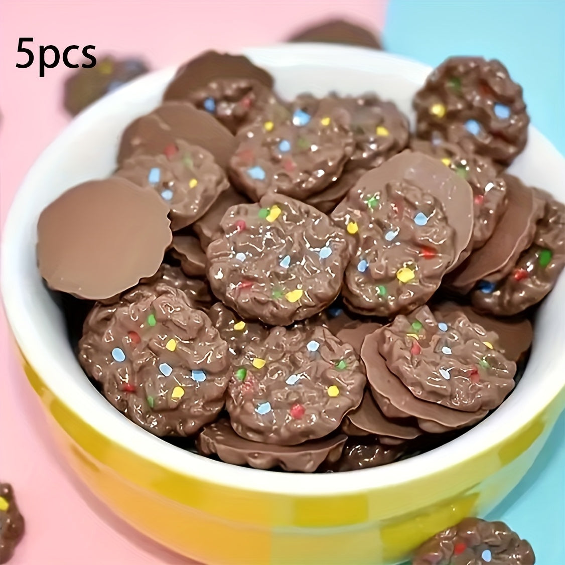 5pcs DIY Resin Cookie Charms for Crafts & Jewelry Making