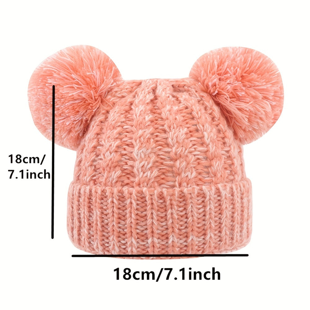 Children's Wool Ball Windproof Knitted Hat for Winter