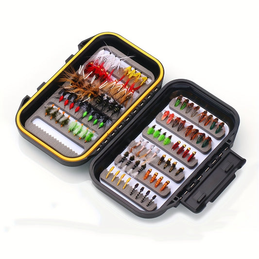 88pcs Trout Fishing Flies Dry Wet Nymph Midge Larvae Set with Fly Box