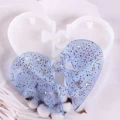 Heart Puzzle Pendant Silicone Mold Love Lock Resin Mold
