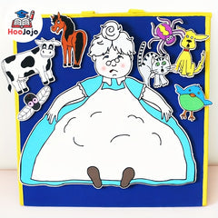 9 Pack Felt Cloth Old Woman Swallowed Fly Classroom Apron Teaching Aids